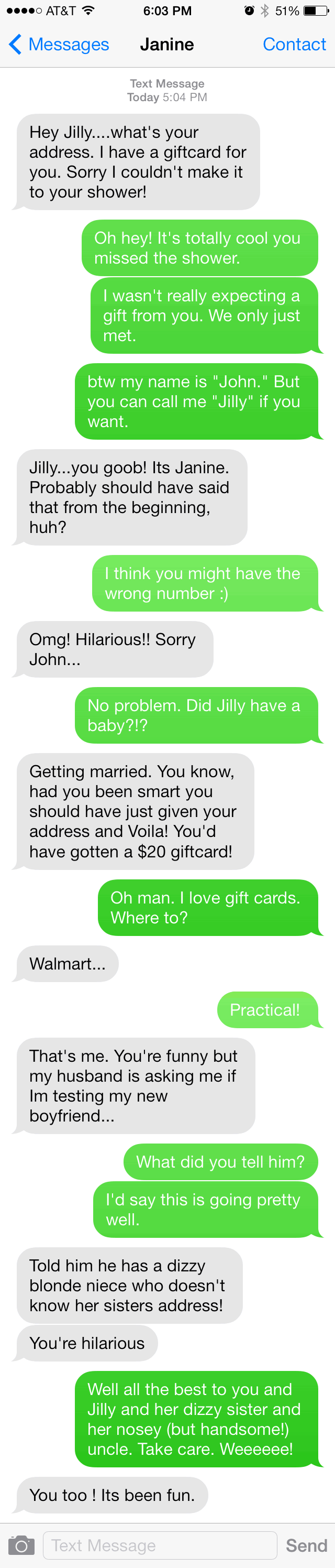 Janine - Text Message Wrong Number